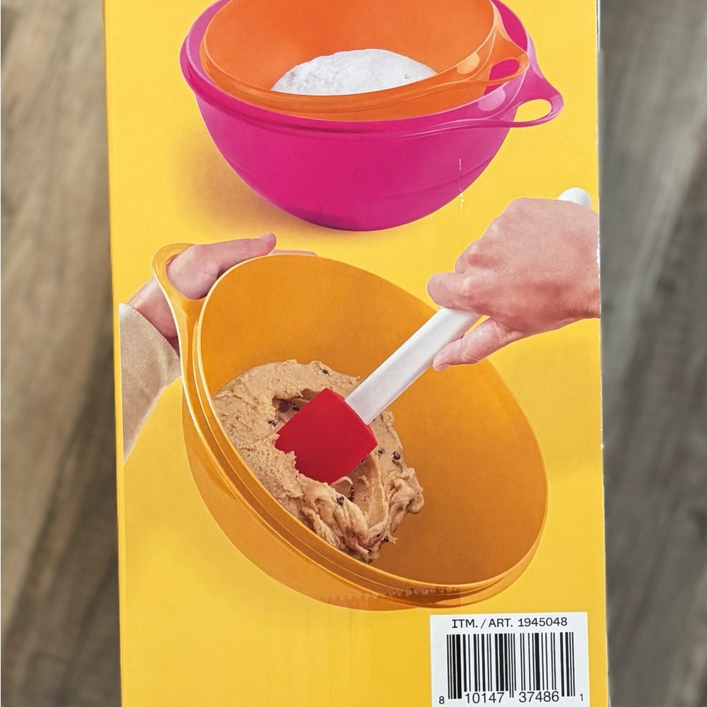 Tupperware Mixing Bowl Set - Orange, Pink, White - Picture 3 of 4